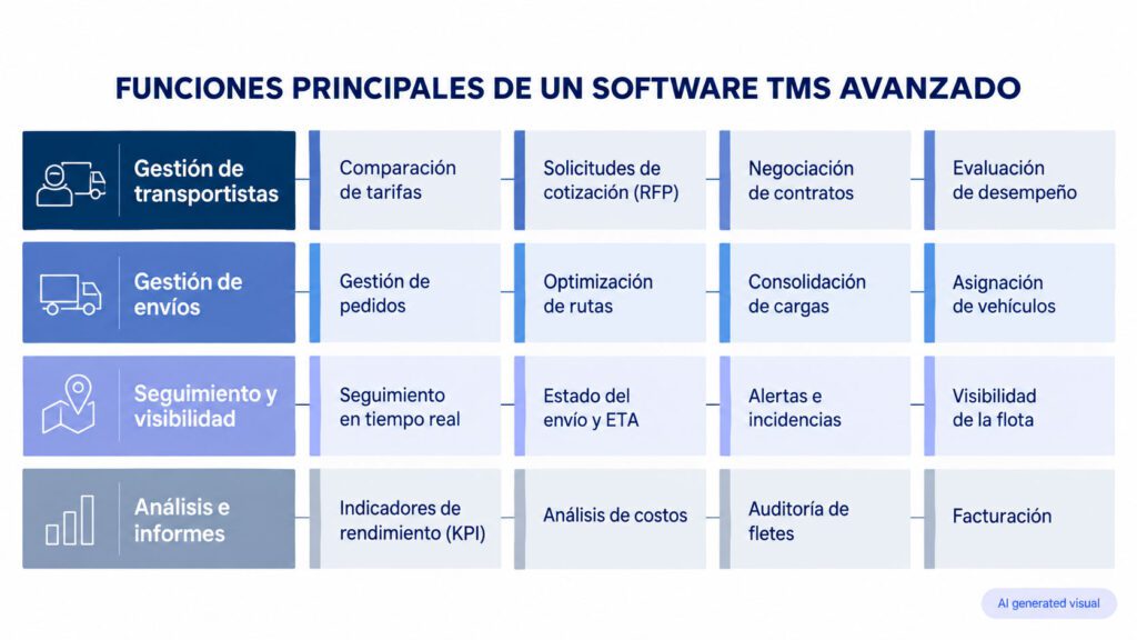 Funciones principales de un software TMS avanzado